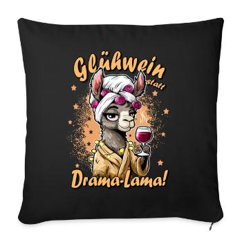 Vin chaud au lieu de drame Humour de bureau Cadeau pour les collègues - Housse de coussin décorative 45 x 45 cm - noir - Devant