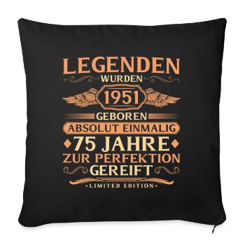 75e anniversaire absolument unique - né en 1951 - Housse de coussin décorative 45 x 45 cm - noir - Devant