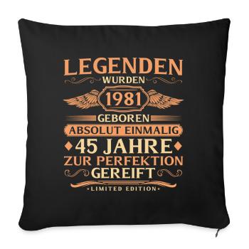 45e anniversaire absolument unique - né en 1981 - Housse de coussin décorative 45 x 45 cm - noir - Devant