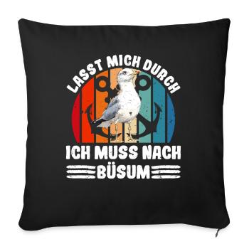 Mer du Nord LAISSEZ-MOI PASSER DOIT ALLER À BÜSUM Lustig - Housse de coussin décorative 45 x 45 cm - noir - Devant