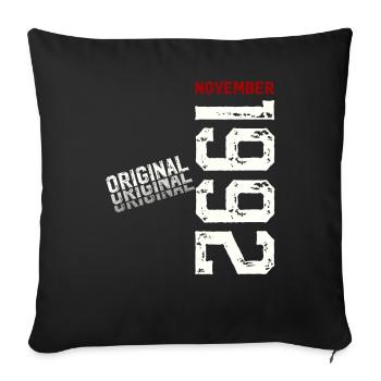33ème Anniversaire Original Novembre Millésime 1992 - Housse de coussin décorative 45 x 45 cm - noir - Devant