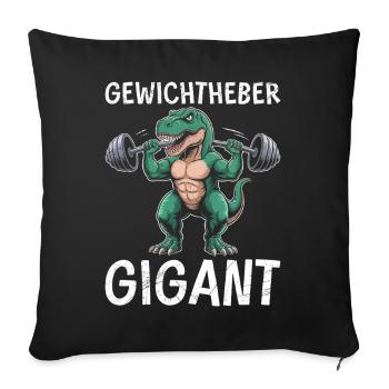 GÉANT D’HALTÉROPHILIE Dinosaure Drôle - Housse de coussin décorative 45 x 45 cm - noir - Devant