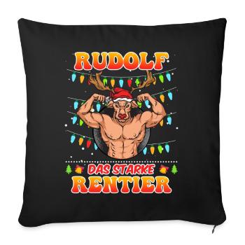 Noël RUDOLF LE RENNE FORT Drôle - Housse de coussin décorative 45 x 45 cm - noir - Devant