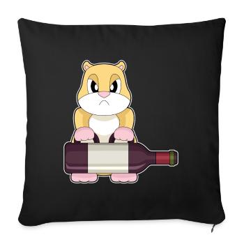 Hamster Bottle of Red Wine - Sofa pillowcase 17,3'' x 17,3'' (45 x 45 cm) - black - Front