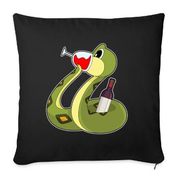 Bouteille de vin rouge serpent - Housse de coussin décorative 45 x 45 cm - noir - Devant