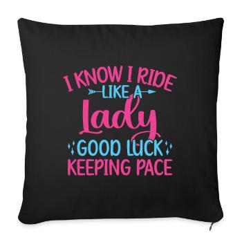 Hobby Horse Rider Lady Good Luck Keeping Pace - Sofakissenbezug 45 x 45 cm - Schwarz - Vorne