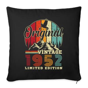 1952 Vintage Rétro Cadeau D'anniversaire - Housse de coussin décorative 45 x 45 cm - noir - Devant