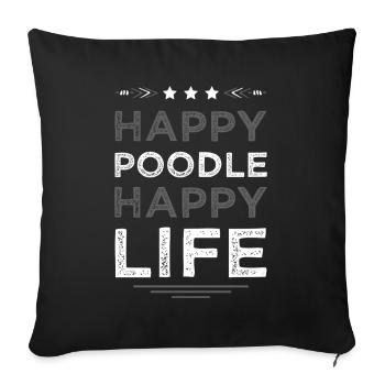 Caniche Motif Joie de Vivre - Housse de coussin décorative 45 x 45 cm - noir - Devant