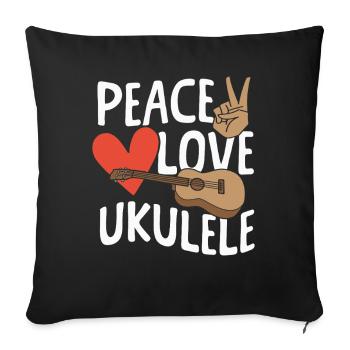 Peace Ukulele Instrument Uke - Housse de coussin décorative 45 x 45 cm - noir - Devant