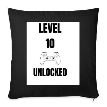 Level 10 Unlocked - Birthday T-Shirt Gamer - Sofa pillowcase 17,3'' x 17,3'' (45 x 45 cm) - black - Front