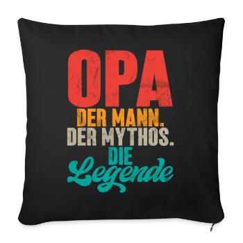 Papy L’Homme Le Mythe La Légende Rétro - Housse de coussin décorative 45 x 45 cm - noir - Devant