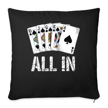 Poker Royal Flush - Conception ALL IN - Housse de coussin décorative 45 x 45 cm - noir - Devant