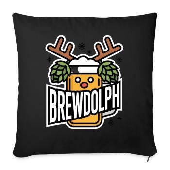 Brewdolph Rentier Bier Weihnachtswitz - Sofakissenbezug 45 x 45 cm - Schwarz - Vorne