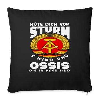 Sturm Wind Ossi In Rage Spruch DDR Stolz - Housse de coussin décorative 45 x 45 cm - noir - Devant