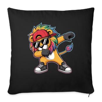 Dabbing Lion with Rainbow Mane - Sofa pillowcase 17,3'' x 17,3'' (45 x 45 cm) - black - Front
