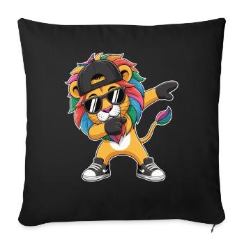 Dabbing Lion avec casquette – Roi Streetstyle coloré - Housse de coussin décorative 45 x 45 cm - noir - Devant