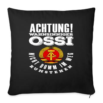 Attention Insane Ossi dit la fierté de la RDA - Housse de coussin décorative 45 x 45 cm - noir - Devant