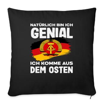 Genial ich kome aus dem Osten ossi Spruch DDR - Sofa pillowcase 17,3'' x 17,3'' (45 x 45 cm) - black - Front