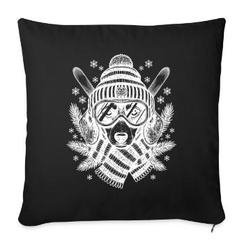 Ski teckel Plaisirs d’hiver - Housse de coussin décorative 45 x 45 cm - noir - Devant