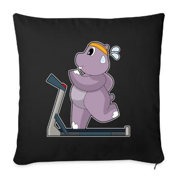 Hippopotamus Jogger Jogging Sports - Sofa pillowcase 17,3'' x 17,3'' (45 x 45 cm) - black - Front