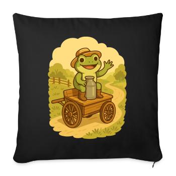 Grenouille avec chariot à lait – Country Frog - Housse de coussin décorative 45 x 45 cm - noir - Devant