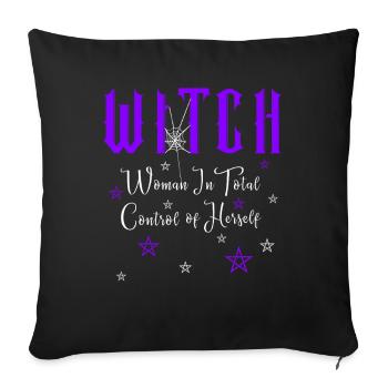 Femme Sorcière Hexe En Contrôle Total D’elle-même - Housse de coussin décorative 45 x 45 cm - noir - Devant