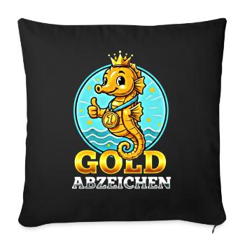 Performance de natation Seahorse Gold Badge - Housse de coussin décorative 45 x 45 cm - noir - Devant