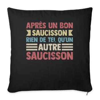 Saucisson Humour Saucisson Apéro Bon Vivant Drôle - Housse de coussin décorative 45 x 45 cm - noir - Devant
