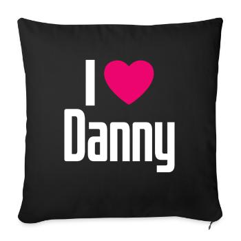 J’aime Danny Coeur rose J’aime Danny - Housse de coussin décorative 45 x 45 cm - noir - Devant