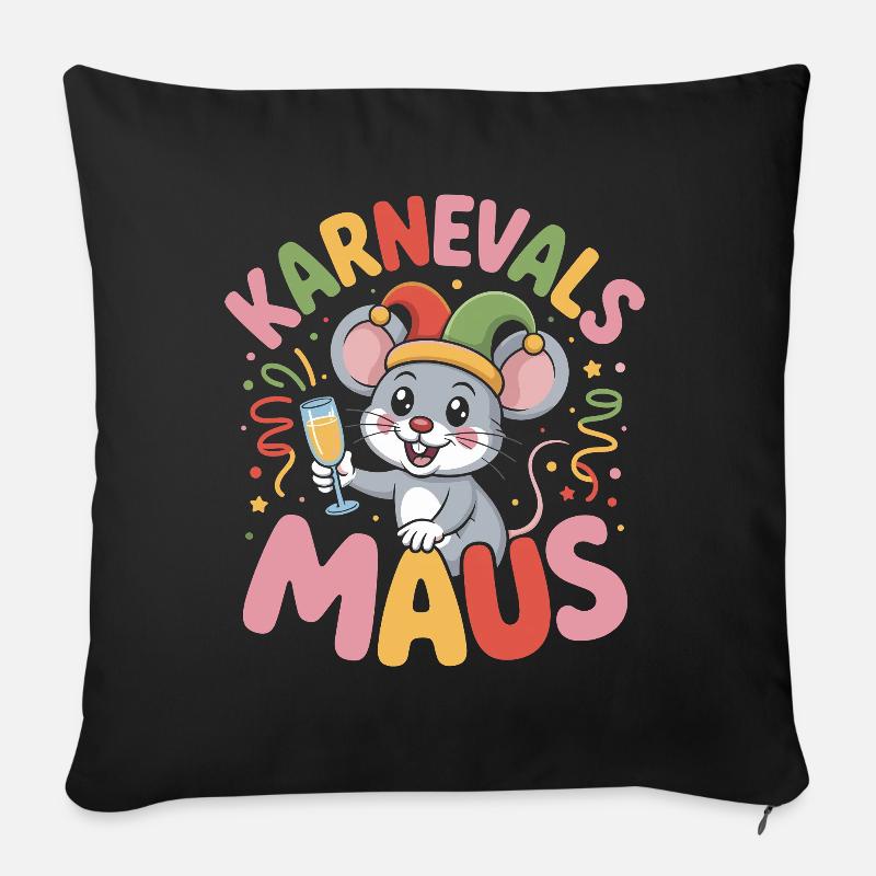 Karnevalsmaus Karneval Köln Kölner Karnevals Maus - Sofakissenbezug 45 x 45 cm - Schwarz