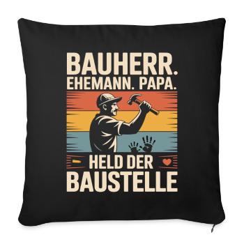 Builder Dad – Hero of the Construction Site Retro Look - Sofa pillowcase 17,3'' x 17,3'' (45 x 45 cm) - black - Front