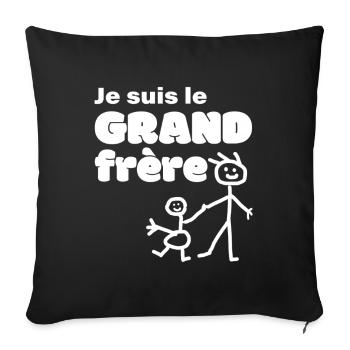 Je suis le Grand Frère Humour et Fierté Familiale - Housse de coussin décorative 45 x 45 cm - noir - Devant