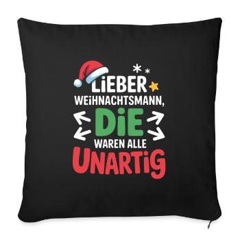 Naughty Santa Claus Saying - Sofa pillowcase 17,3'' x 17,3'' (45 x 45 cm) - black - Front