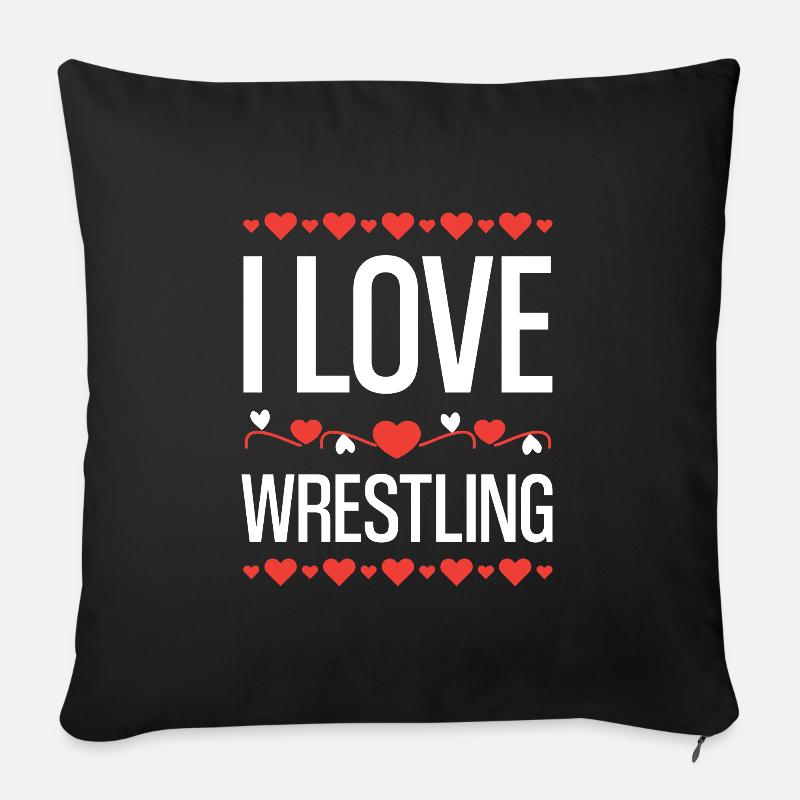 I Love Wrestling  - Sofakissenbezug 45 x 45 cm - Schwarz