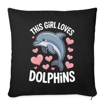 dauphin disant fille drôle dauphin cadeau - Housse de coussin décorative 45 x 45 cm - noir - Devant