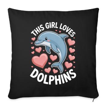 dauphin disant fille drôle dauphin cadeau - Housse de coussin décorative 45 x 45 cm - noir - Devant