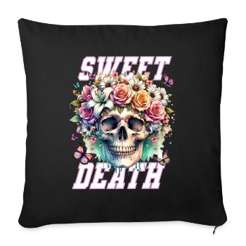 Flowers Skull Beauty Bloom - Sofa pillowcase 17,3'' x 17,3'' (45 x 45 cm) - black - Front