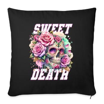 Flowers Skull Beauty Bloom - Sofa pillowcase 17,3'' x 17,3'' (45 x 45 cm) - black - Front