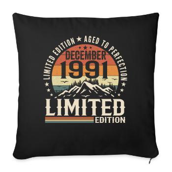 Cadeau Decembre 1991 - Housse de coussin décorative 45 x 45 cm - noir - Devant