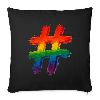 Hashtag coloré peint aux couleurs de l’arc-en-ciel - Housse de coussin décorative 45 x 45 cm - noir - Devant