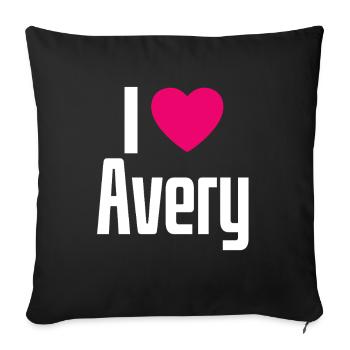 J’aime Avery Pink Heart J’aime Avery - Housse de coussin décorative 45 x 45 cm - noir - Devant