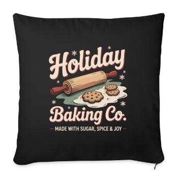 Boulangerie de Noël Vintage - Housse de coussin décorative 45 x 45 cm - noir - Devant