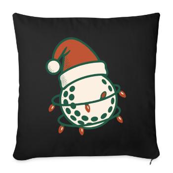 Drôle de balle de golf Noël Père Noël chapeau design - Housse de coussin décorative 45 x 45 cm - noir - Devant