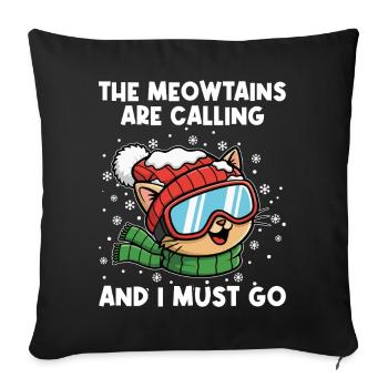 Apres Ski Meowtains Are Calling And I Must Go - Sofa pillowcase 17,3'' x 17,3'' (45 x 45 cm) - black - Front