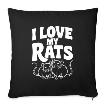 Ich liebe meine Ratten - Sofakissenbezug 45 x 45 cm - Schwarz - Vorne