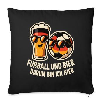 Fußball und Bier Deutschland Fan - Sofakissenbezug 45 x 45 cm - Schwarz - Vorne