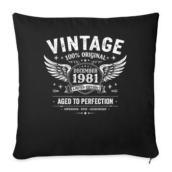 Cadeau Vintage Decembre 1981 Anniversaire 1981 - Housse de coussin décorative 45 x 45 cm - noir - Devant