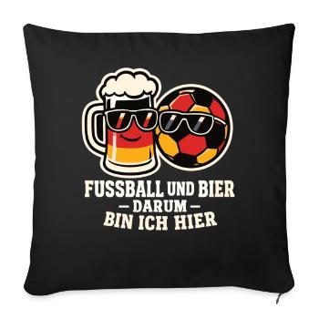 Football and beer - Sofa pillowcase 17,3'' x 17,3'' (45 x 45 cm) - black - Front