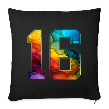 NR. 16 NUMMER 16 COLLEGE 16. GEBURTSTAG - Sofakissenbezug 45 x 45 cm - Schwarz - Vorne