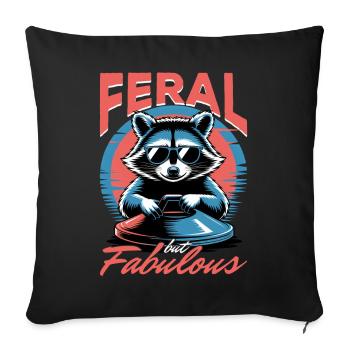 Funny Raccoon - Sofa pillowcase 17,3'' x 17,3'' (45 x 45 cm) - black - Front